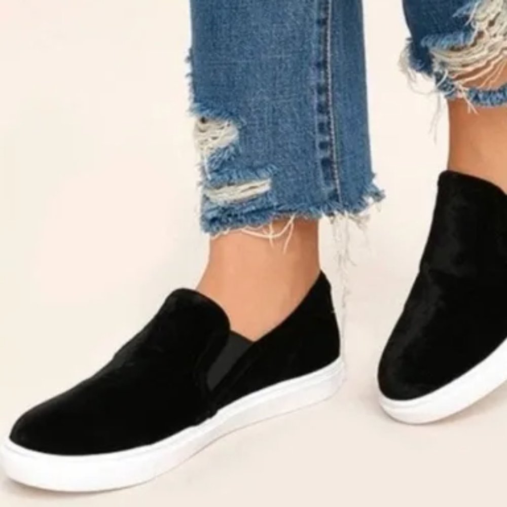 Steve Madden Zelia Black Slip On Sneakers Size 6.5